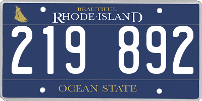 RI license plate 219892