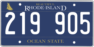 RI license plate 219905