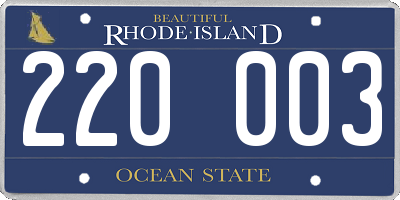 RI license plate 220003