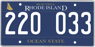 RI license plate 220033