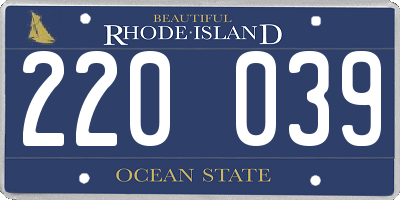 RI license plate 220039