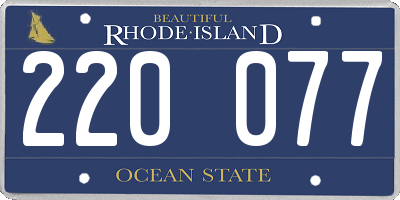 RI license plate 220077