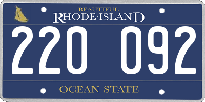 RI license plate 220092