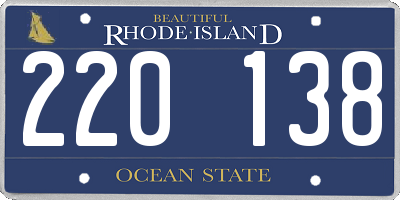 RI license plate 220138