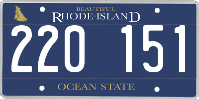 RI license plate 220151