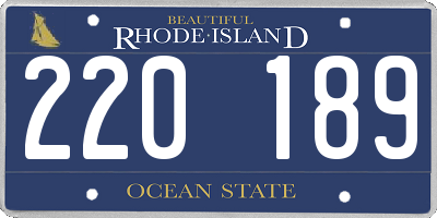 RI license plate 220189