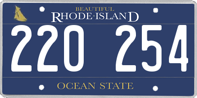 RI license plate 220254