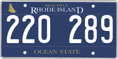 RI license plate 220289