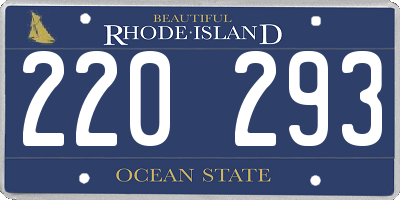 RI license plate 220293
