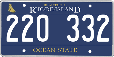 RI license plate 220332