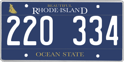 RI license plate 220334