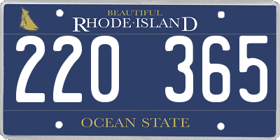 RI license plate 220365