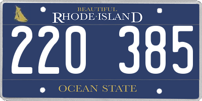 RI license plate 220385