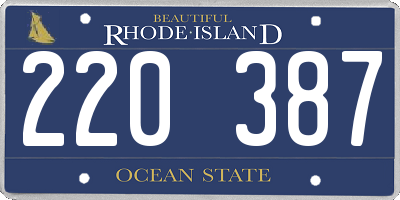 RI license plate 220387