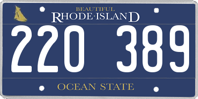 RI license plate 220389
