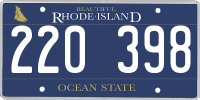 RI license plate 220398