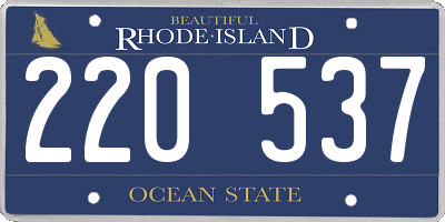 RI license plate 220537