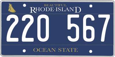 RI license plate 220567