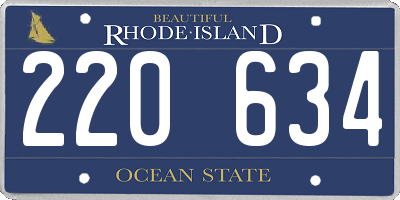 RI license plate 220634