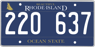 RI license plate 220637