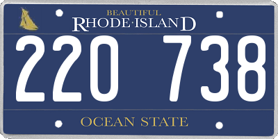 RI license plate 220738