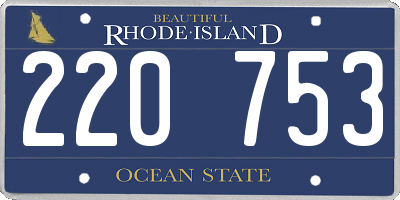 RI license plate 220753