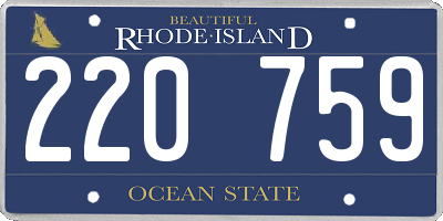 RI license plate 220759