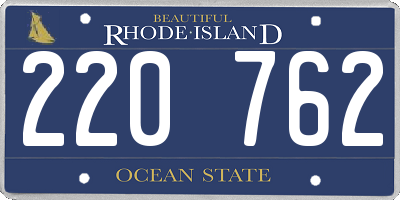 RI license plate 220762