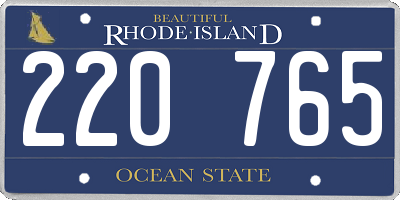 RI license plate 220765