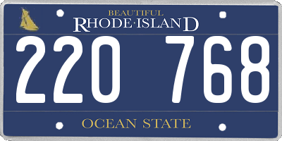 RI license plate 220768