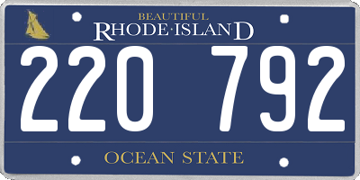 RI license plate 220792