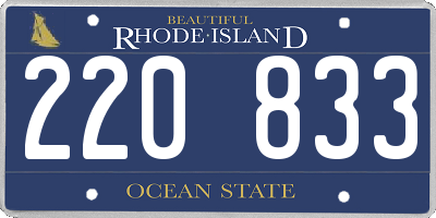 RI license plate 220833