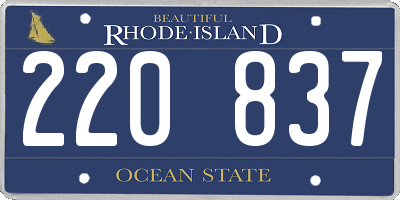 RI license plate 220837