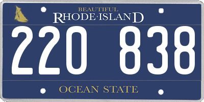 RI license plate 220838