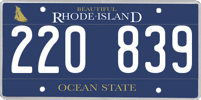 RI license plate 220839
