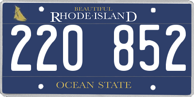 RI license plate 220852