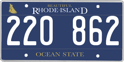 RI license plate 220862
