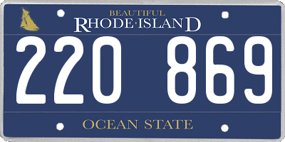 RI license plate 220869