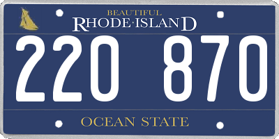 RI license plate 220870