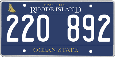 RI license plate 220892