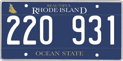 RI license plate 220931