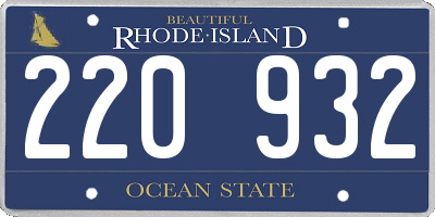 RI license plate 220932