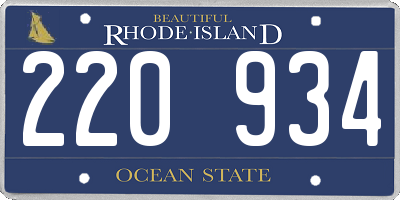 RI license plate 220934