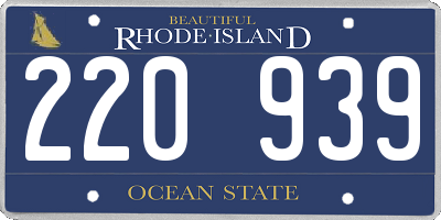 RI license plate 220939