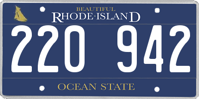 RI license plate 220942