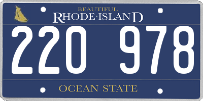 RI license plate 220978