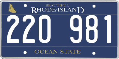 RI license plate 220981
