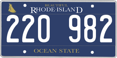 RI license plate 220982