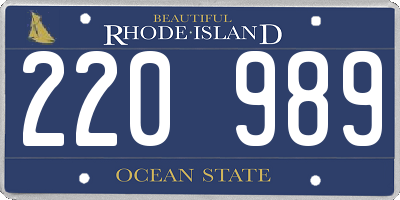 RI license plate 220989