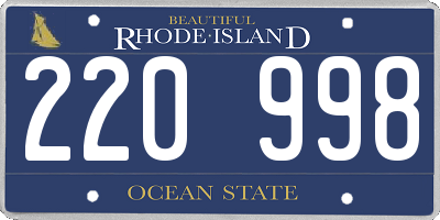 RI license plate 220998